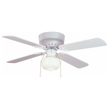 White 42" Hugger Ceiling Fan w/ Light Kit : 5745
