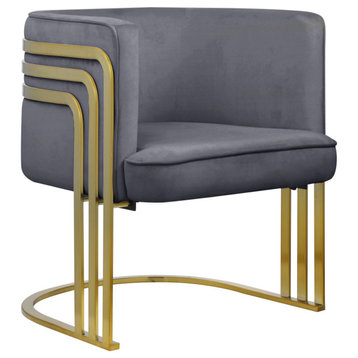 Rays Velvet Upholstered Accent Chair, Gray