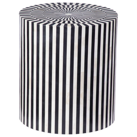 Teague Accent Table - Black/White Bone