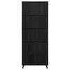 72" Wood Cabinet Bookcase with Glass Shelves - Black Graphite