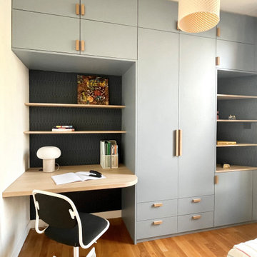 Chambre d'ado - ensemble placards et bureau sur-mesure