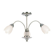 Contemporary 3 Arm Brushed Satin Chrome Ceiling Light Fitting