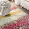 Contemporary POP Modern Abstract Vintage Area Rug, Cream/Pink, 3 X 5
