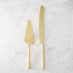 2-piece gold cake serving set | CB2 - Baby And Kids