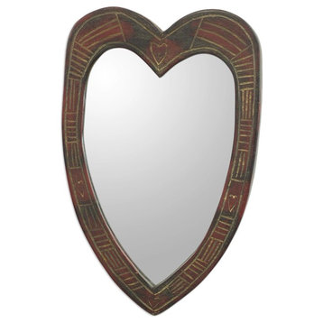 Contours of Love Wood Wall Mirror, Ghana