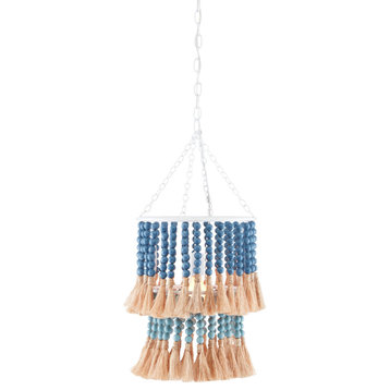 Jamie Beckwith 1-Light Pendant in Sugar White with Mist Blue with Demin Blue/N