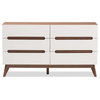 Hawthorne Collections 6 Drawer Wooden Double Dresser in White and Walnut