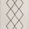 Mercer Shag Plush Tassel Moroccan Tribal Geometric Trellis Area Rug, Cream/Grey