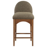Meridian Furniture - Waldorf Chenille Upholstered Stool, Black, Chenille, Natural Finish, Olive, Boucle Fabric, Walnut Finish - The Waldorf Boucle Fabric Counter Stool exudes elegance and comfort. Crafted with solid ash wood, this stool boasts a sturdy and durable construction. The walnut-finished legs provide a warm and welcoming touch to the overall design. The plush olive boucle fabric on the seat and backrest of the stool offers a soft and cozy seating experience, making it an ideal choice for long dinner conversations with family and friends.