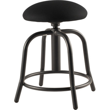 Modern Designer Stool, Height Adjustable and 3" Fabric Padded Black Seat, Frame