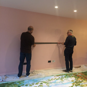 Hanging the mural