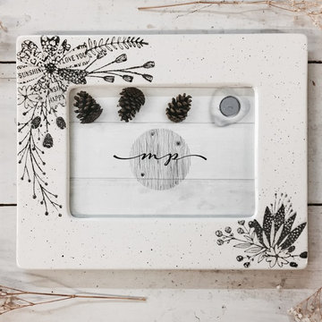 Hand Painted Flower Ceramic Tabletop Photo Frame