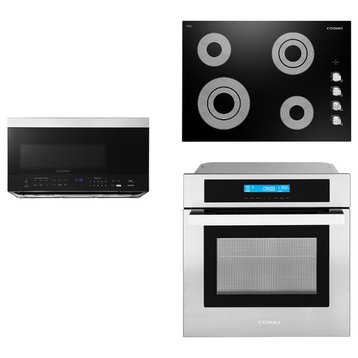 3-Piece 30" Electric Cooktop 30" Over The Range Microwave 24" Electric Wall Oven