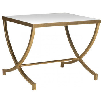 Maureen Glass Top Gold Leaf Accent Table
