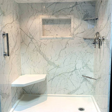 Calcutta Marble simulated stone shower