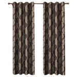 Royal Tradition - Savanna Jacquard Grommet Curtains, Set of 2, Mocha, 104"x96" - Decorate your windows with this vivid Savanna Inspired Jacquard Curtain Panels With Top Grommets. With a geometric pattern available in several tones, This jacquard panel is perfect for adding a little panache and privacy to a room and Perks up any living area.