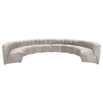 Meridian Furniture - Limitless Velvet Upholstered 10-Piece Modular Sectional, Cream - Invest in your home's comfort with this Limitless 10 Piece Sectional. This modular unit offers tons of flexibility in the number of ways that you can put each piece in the Limitless collection together to get the ideal customized look. Upholstered in cream velvet, this beautiful piece is soft and cool to the touch, so you can feel comfortable from every angle. Button and channel tufting add to this unit's upscale look and contemporary charm.