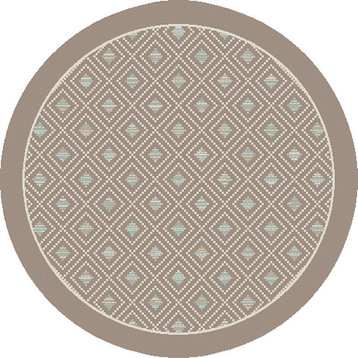 Dynamic Rugs Piazza 6141 Outdoor Rug, Nat/Multi, 5'3"x5'3" Round