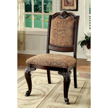 Furniture of America Ramsaran Fabric Dining Chair in Brown Cherry (Set of 2)