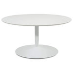 Decor Love - Mid Century Modern Coffee Table, Metal Construction With Round Top, White - - A defining piece for mid-century modern style with sleek look and minimalistic silhouette complemented by its organic shape