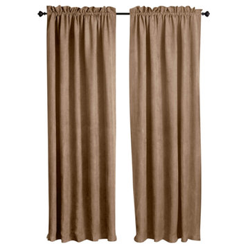 108"x52" Microsuede Blackout Curtain Panels, Set of 2, Java
