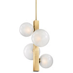Hudson Valley Lighting - Hudson Valley Lighting 8704-AGB Hinsdale 4-Light Pendant - 21.25 In Wide - Playful and minimal, orbs of light cluster aroundHinsdale 4-Light Pen Aged BrassUL: Suitable for damp locations Energy Star Qualified: n/a ADA Certified: n/a  *Number of Lights: 4-*Wattage:35w Xenon bulb(s) *Bulb Included:Yes *Bulb Type:Xenon *Finish Type:Aged Brass