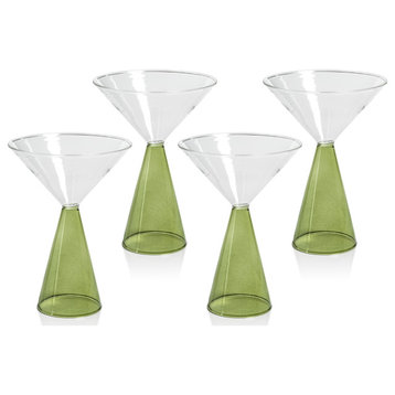 Viterbo Martini Glasses, Green, Set of 4