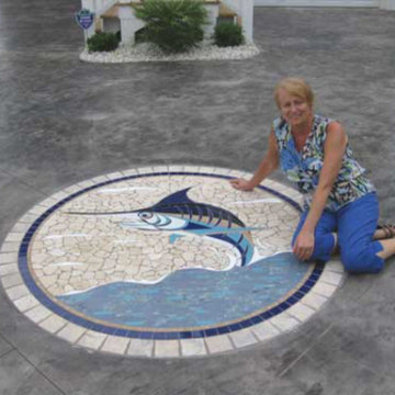 Blue Marlin Mosaic Tile Accent for Driveway