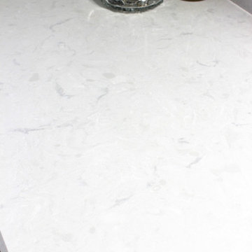 Grey Bathroom Vanity with Hamper Cabinet and Cambria Swanbridge Countertop