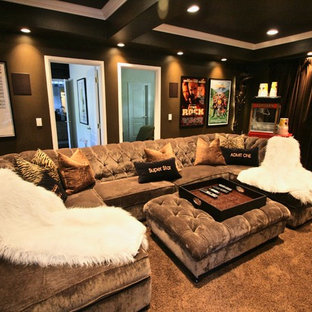 Inspiration for a classic home cinema in Seattle.