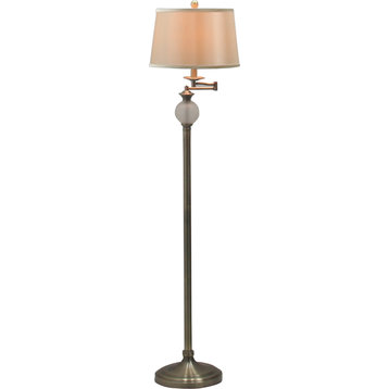 Regency Frosted Glass Urn Floor Lamp - Antique Brass, Frosted White Glass