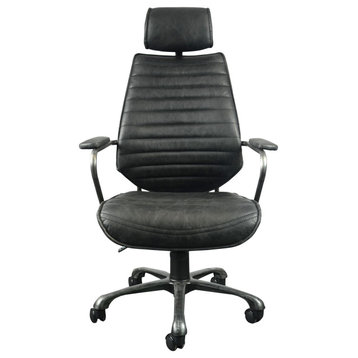 Moe's Home Collection Executive Leather Office Chair in Black