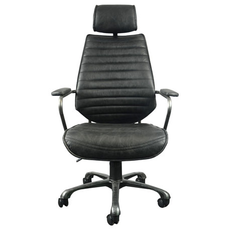 Moe's Home Collection Executive Leather Office Chair in Black