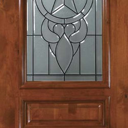 Prehung Single Door 96 Alder Brazos 3 Panel Arch Top Arch Lite Glass - Front Doors