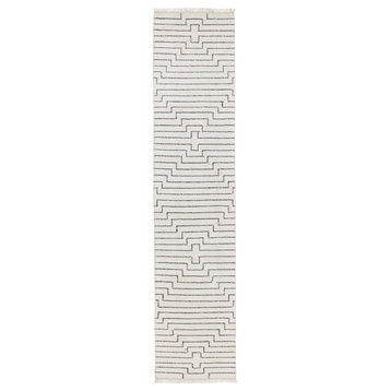 Jaipur Living Alloy Handmade Geometric White/Black Area Rug, White/Black, 2'6"x1