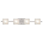 Besa Lighting - Besa Lighting 4WS-7873GL-LED-SN Paolo - 30.38" 20W 4 LED Bath Vanity - Contemporary Paolo enclosed half-cylinder design features handcrafted glass. This modern wall light offers flexible design potential for a variety of bath/vanity decorating schemes. Mount horizontally or vertically. ADA-Compliant. Our Opal glass is a soft white cased glass that can suit any classic or modern decor. Opal has a very tranquil glow that is pleasing in appearance. The smooth satin finish on the clear outer layer is a result of an extensive etching process. This blown glass is handcrafted by a skilled artisan, utilizing century-old techniques passed down from generation to generation. The vanity fixture is equipped with plated steel square lamp holders mounted to linear rectangular tubing, and a low profile square canopy cover. These stylish and functional luminaries are offered in a beautiful Chrome finish.  Mounting Direction: Horizontal/Vertical  Shade Included: TRUE  Dimable: TRUE  Color Temperature:   Lumens: 450  CRI: +  Rated Life: 25000 HoursPaolo 30.38" 20W 4 LED Bath Vanity Chrome Glitter GlassUL: Suitable for damp locations, *Energy Star Qualified: n/a  *ADA Certified: YES *Number of Lights: Lamp: 4-*Wattage:5w LED bulb(s) *Bulb Included:Yes *Bulb Type:LED *Finish Type:Chrome