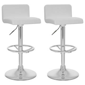 Catania 32.5" Faux Leather & Steel Bar Stool in Soft White (Set of 2)