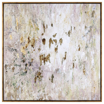 Bowery Hill Golden Raindrops Modern Abstract Art in Gold Leaf