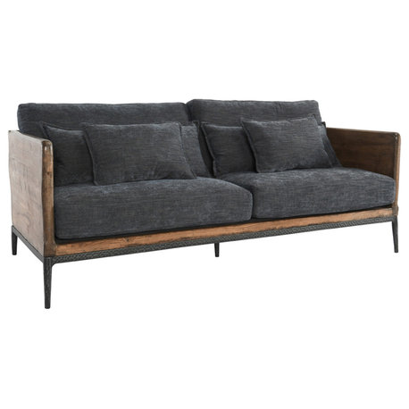 Modern Lodge Wood & Slate Sofa