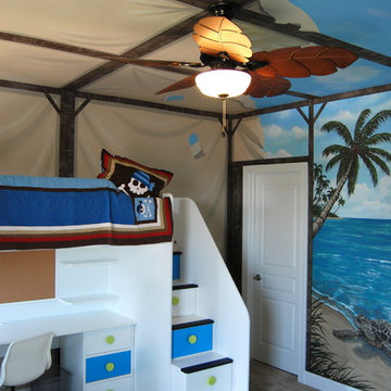 Treasure Island Pirate Mural Themed boys bedroom by MuralArt.com