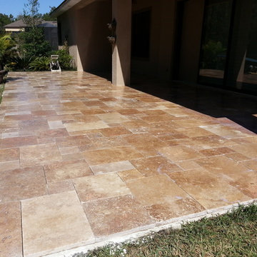 Noce Travertine French Pattern patio remodels