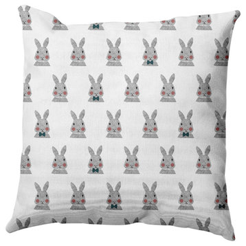 Bunny Fluffle Easter Decorative Throw Pillow, Ocean Abyss Green, 18x18"