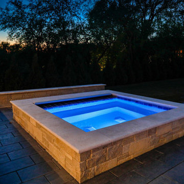 Glenview, IL Swimming Pool and Raised Hot Tub