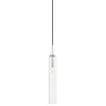 Mitzi - Nyah 1 Light Pendant, Polished Nickle - Streamlined in style, the Nyah Pendant delivers elevated proportions with an oversized glass shade. The aged bass socket is the perfect metallic accent, shining subtly in the tubular shade. Also available in a smaller size.