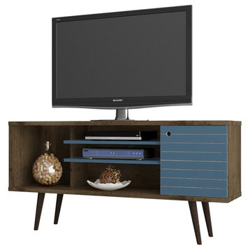 Manhattan Comfort Liberty Wood TV Stand for TVs up to 50" in Aqua/Brown