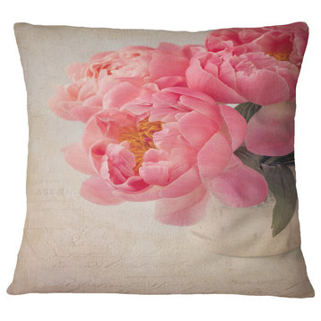 Bunch of Colorful Peony Flowers Floral Throw Pillow, 16"x16"