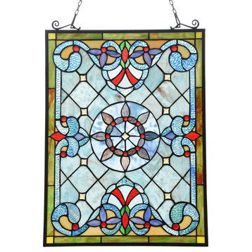 CHLOE Lighting Anelisa Tiffany Victorian Design Window Panel 18"x25"