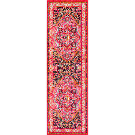 Nuloom Traditional Bohemian Center Medallion Rug, Violet Pink 2'6"x12'Runner