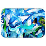 Mary Gifts By The Beach - Mermaid Dolphin Party Plush Bath Mat, 20"x15 - Bath mats from my original art and designs. Super soft plush fabric with a non skid backing. Eco friendly water base dyes that will not fade or alter the texture of the fabric. Washable 100 % polyester and mold resistant. Great for the bath room or anywhere in the home. At 1/2 inch thick our mats are softer and more plush than the typical comfort mats.Your toes will love you.