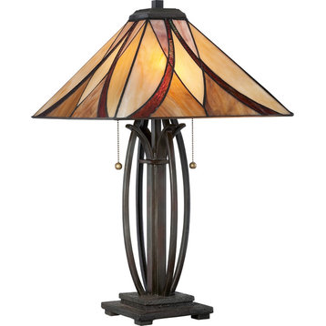 Quoizel 2-Light Asheville Tiffany Table Lamp in Valiant Bronze - TF1180TVA